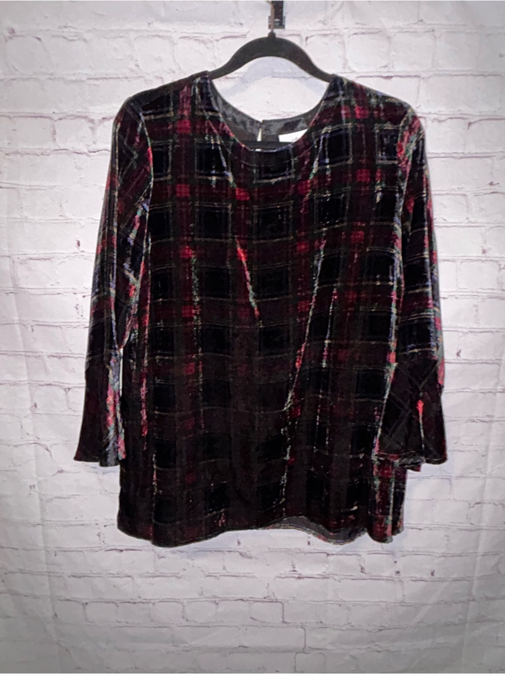 J. Jill Velvet Plaid Top women’s size L